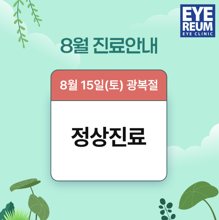 8.15(토) 광복절 정상진료|검사부터 수술까지 하루에, 원데이 시력교정술 준비하기 사진 2