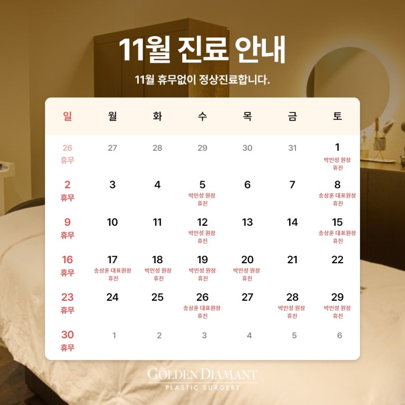 [공지] 11월 진료 일정 안내