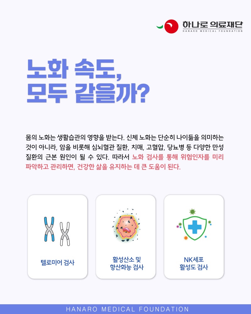 노화 검사 - 텔로미어, 활성산소 및 항산화능, NK세포