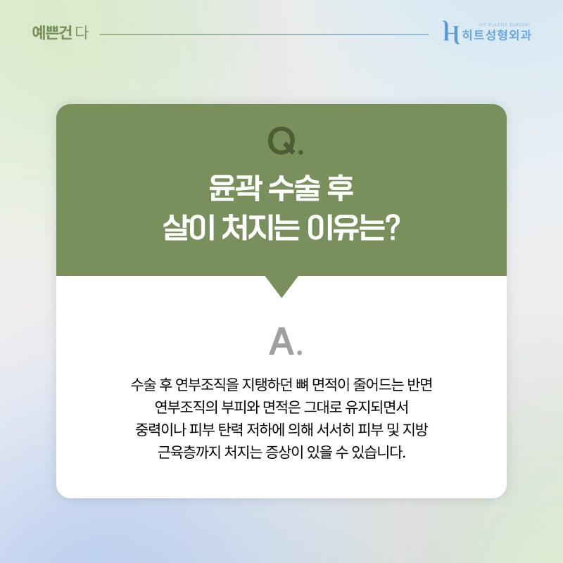 [히트성형외과] 윤곽 후 처짐, 거상으로 개선 가능할까?