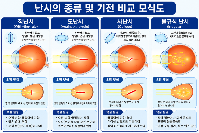 [성모진안과] 안경과 렌즈로도 불편한 '난시' 총정리: 원인부터 스마일라식·실크라식 후 잔여 난시까지
