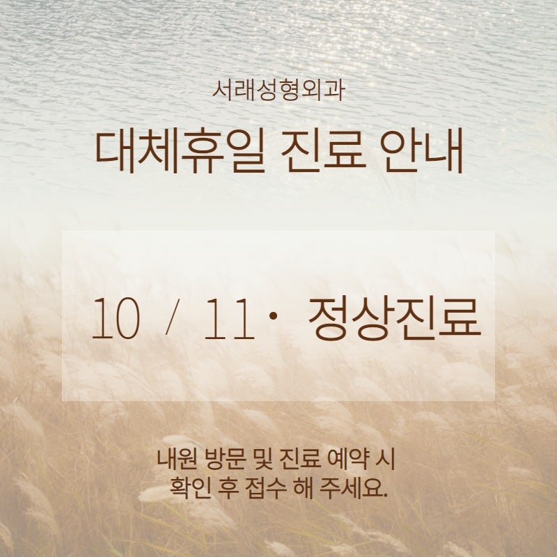 반포성형외과 10월 11일 대체휴일 안내