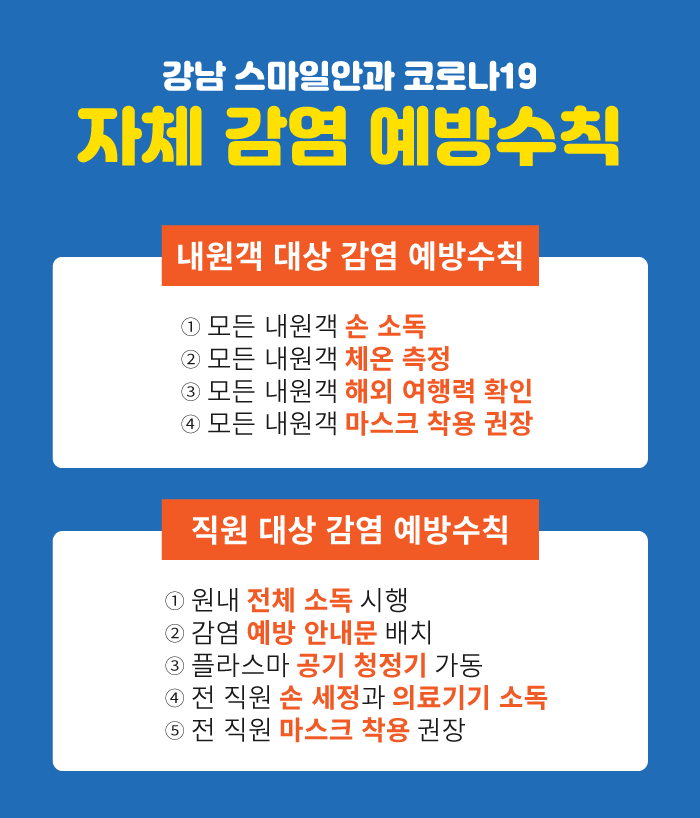 [ข่าวจักษุวิทยา] แนวทางการจัดการและป้องกันโรคติดเชื้อไวรัสโคโรนา 2019 (COVID-19) ของโรงพยาบาลจักษุคังนัมสไมล์ 사진 3