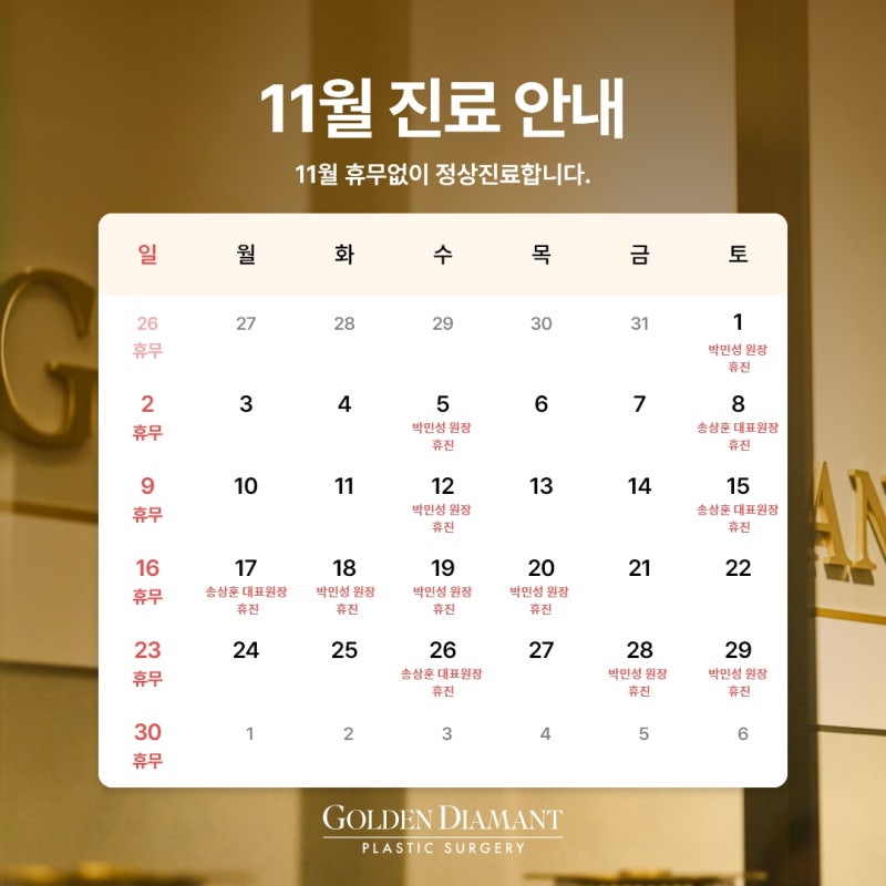 [병원 공지] 11월 진료 일정 안내